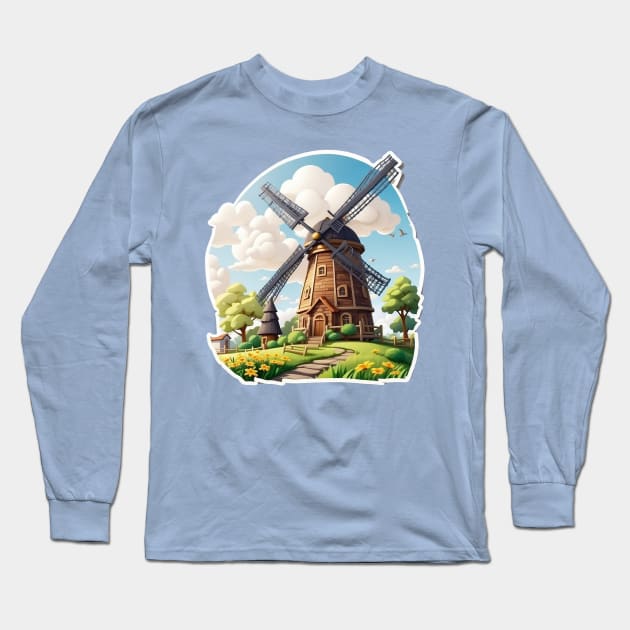 Cool Windmill Long Sleeve T-Shirt by M.V.design